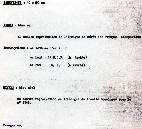 Dossier d'homologation du Fanion  du GROUPEMENT d' INSTRUCTION (GI)  