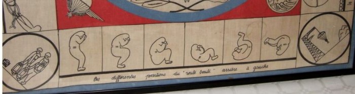 Le cartouche rectangulaire du bas a pour titre :LES DIFFERENTES POSITIONS du "ROULE BOULE" ARRIERE GAUCHE 