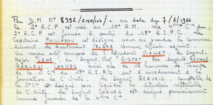 En page N° 2 l' acte de naissance de la 4° compagnie et sa filiation succinte