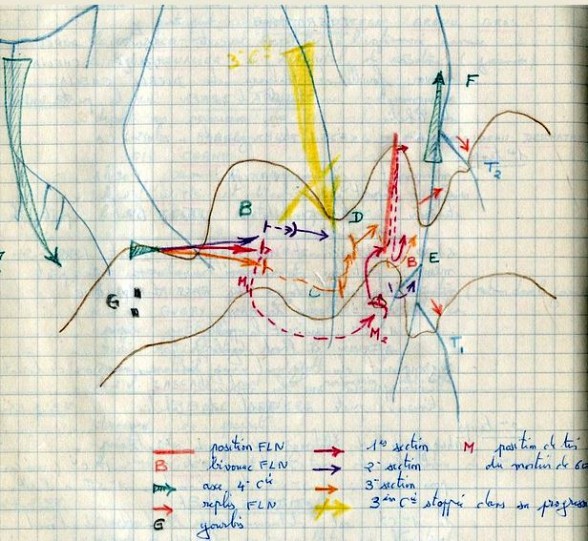 Sur ce croquis extrait du Journal de Marche de la 4° Compagnie sont détaillés le 3° et le 4° Temps 