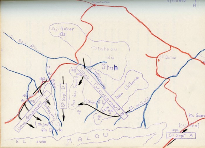 Les participants sont répartis en 4 Sous Groupements L' ensemble est aux ordre du Lieutenant Colonel BUCHOUD .Sous Groupement A au Sud Est III°Bataillon du 24 ° Régiment d' Infanterie Coloniale avec une Section du Génie , Sous Groupement  B à l' est II° Bataillon du 94°Régiment d' Infanterie et 17 ° Bataillon de Chasseurs à Pied ,Sous Groupement C  à l' Ouest le 9° RCP moins une Compagnie aux ordres du Capitaine Roger PHILIPPON,.