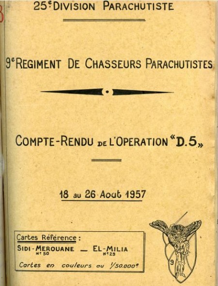 Le 17 Aout briefing concernant l'opération Delta 5 qui se déroulera du 18 au 26 Aout 1957 dans la région EL MILIA -SIDI MEROUANE