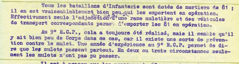 Le Lieutenant Colonel BUCHOUD expose de quelle manière il a résolu l' acheminement de la Section de Mortiers de 81 avec ses munitions sur le terrain au rythme de la progression des Compagnies de Combat
