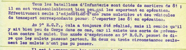 Le Lieutenant Colonel BUCHOUD expose de quelle manière il a résolu l' acheminement de la Section de Mortiers de 81 avec ses munitions sur le terrain au rythme de la progression des Compagnies de Combat