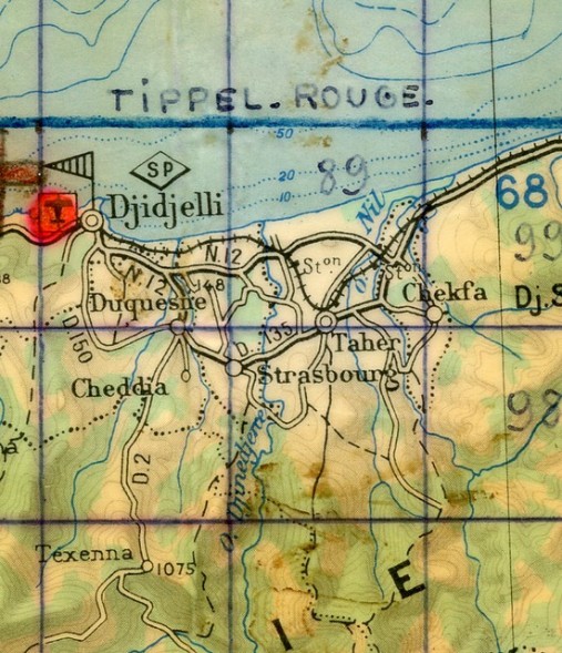 TAHER et STRASBOURG sont des localités situées entre 10 et 15 kilomètres à l'Est de DJIDJELLI