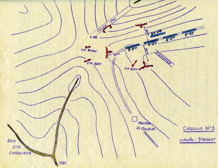 Gros plan sur le col 708 entre EL OULDJA et EL HOT  La compagnie du III° / 11° R.IC. est tombée dans une embuscade