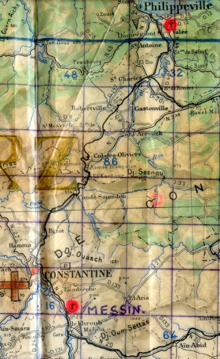 Les inondations ralentissent le mouvement vers CONSTANTINE ou la 4° compagnie arrive vers 14,30 heures