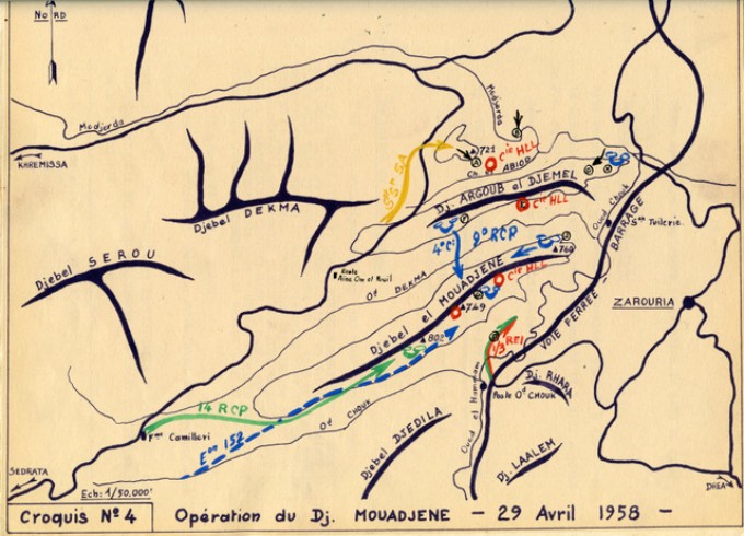 29 Avril 1958 Opération du Djebel MOUADJENE.A 15 heures l' Alouette PC volant du Lt colonel BUCHOUD décolle