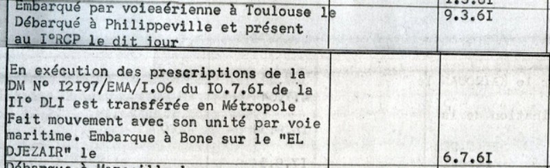 Débarqué à PHILIPPEVILLE le 9 mars 1961 Le Capitaine Roger PHILIPPON se retrouve 4 mois plus tard à METZ avec le 1° RCP pour cause de réorganisation de l' Armée de Terre après l' épisode du Putsch des Généraux