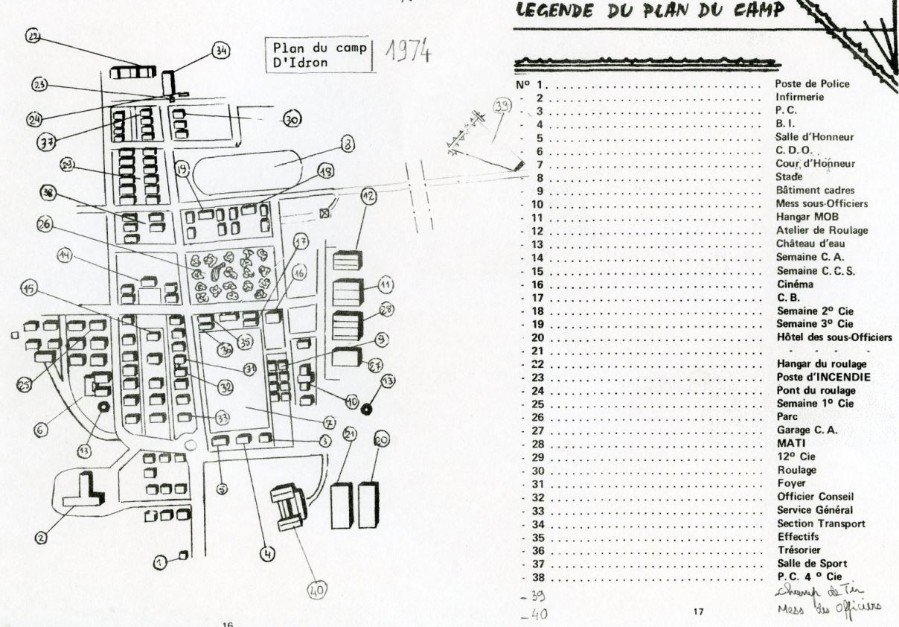 le CAMP d' IDRON tel qu'il était présenté sur le Livret d' Accueil  préfacé par le  Colonel.FAYETTE (1974)."