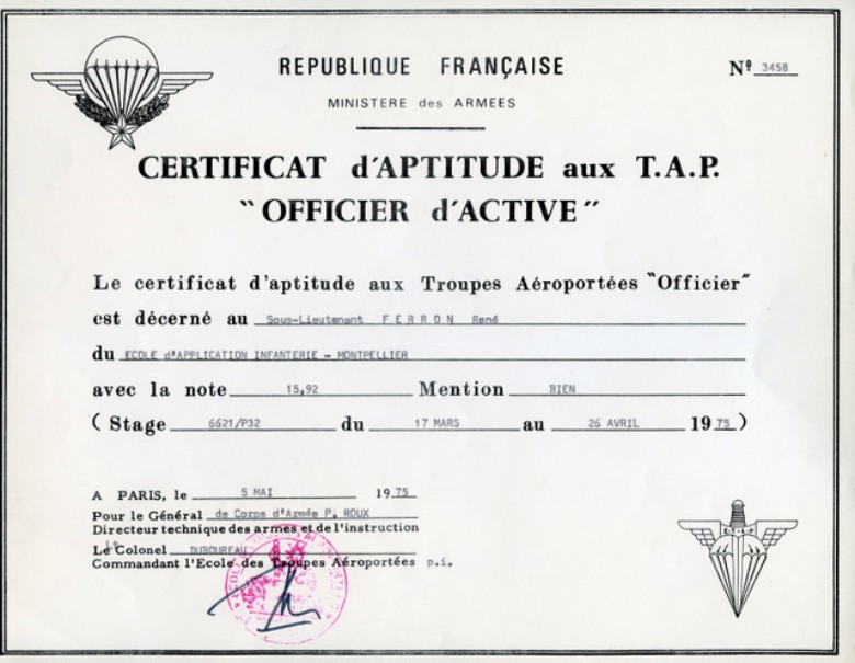 Diplome du stage  6621/P32  ex 6603  L' ETAP modifie cycliquement l' appellation des stages pour mettre en harmonie la qualité des stagiaires et le contenu du stage