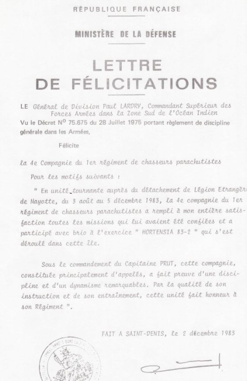 Lettres de félicitation